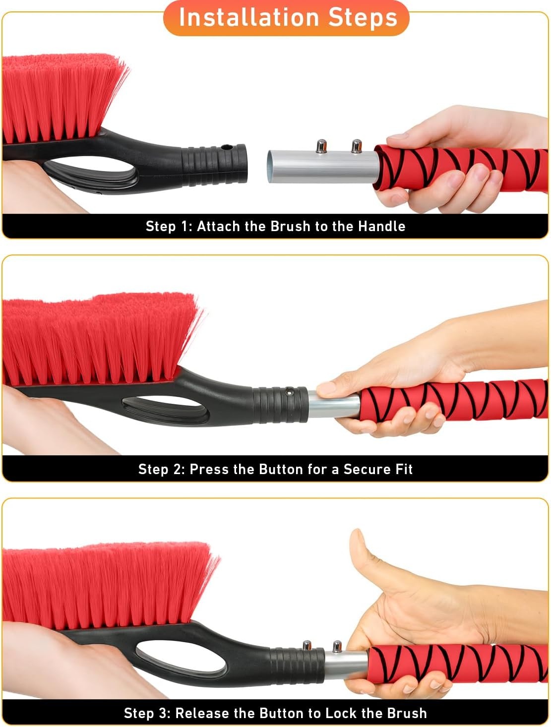 image:imageEcoNour 17 Snow Brush amp Ice Scraper for Car Windshield with Soft Foam GripOrange Pink Green Blue