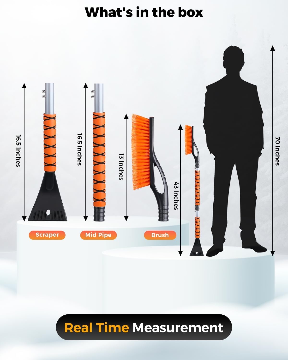 image:imageEcoNour 17 Snow Brush amp Ice Scraper for Car Windshield with Soft Foam GripOrange