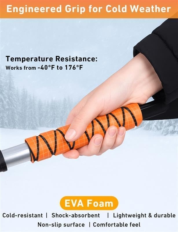 image:imageEcoNour 17 Snow Brush amp Ice Scraper for Car Windshield with Soft Foam GripOrange