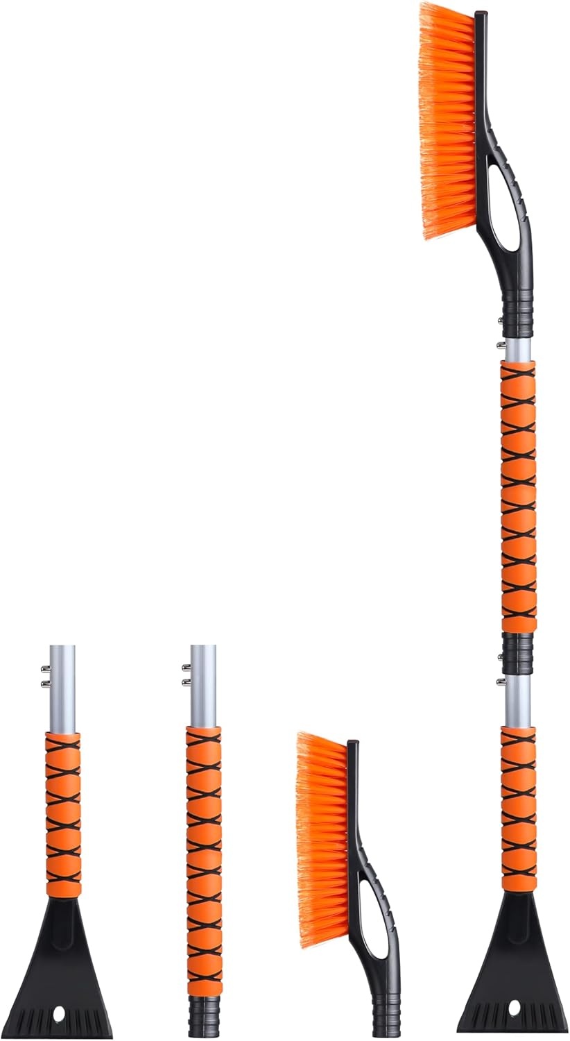 image:imageEcoNour 17 Snow Brush amp Ice Scraper for Car Windshield with Soft Foam GripOrange