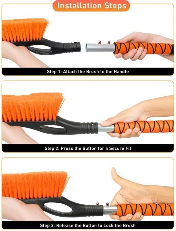 image:imageEcoNour 17 Snow Brush amp Ice Scraper for Car Windshield with Soft Foam GripOrange