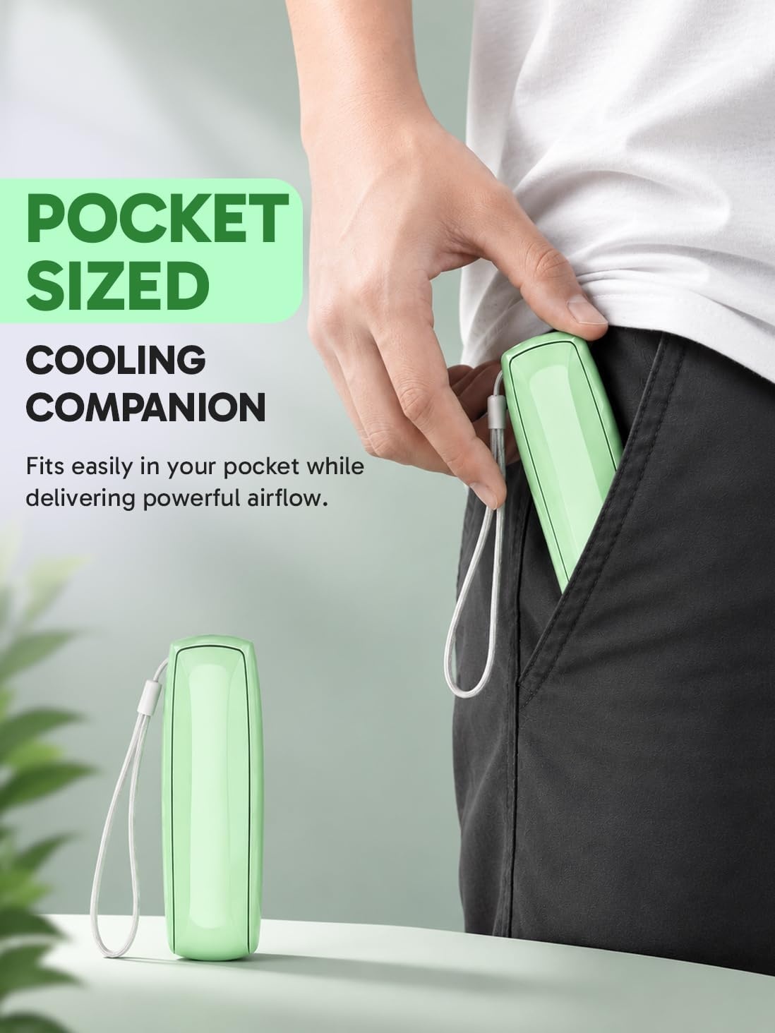 image:imageEcoNour Pocket Fan Pink Mini Handheld Personal Fan 3Speed Portable Cooling Fan for Travel Office amp OutdoorGreen