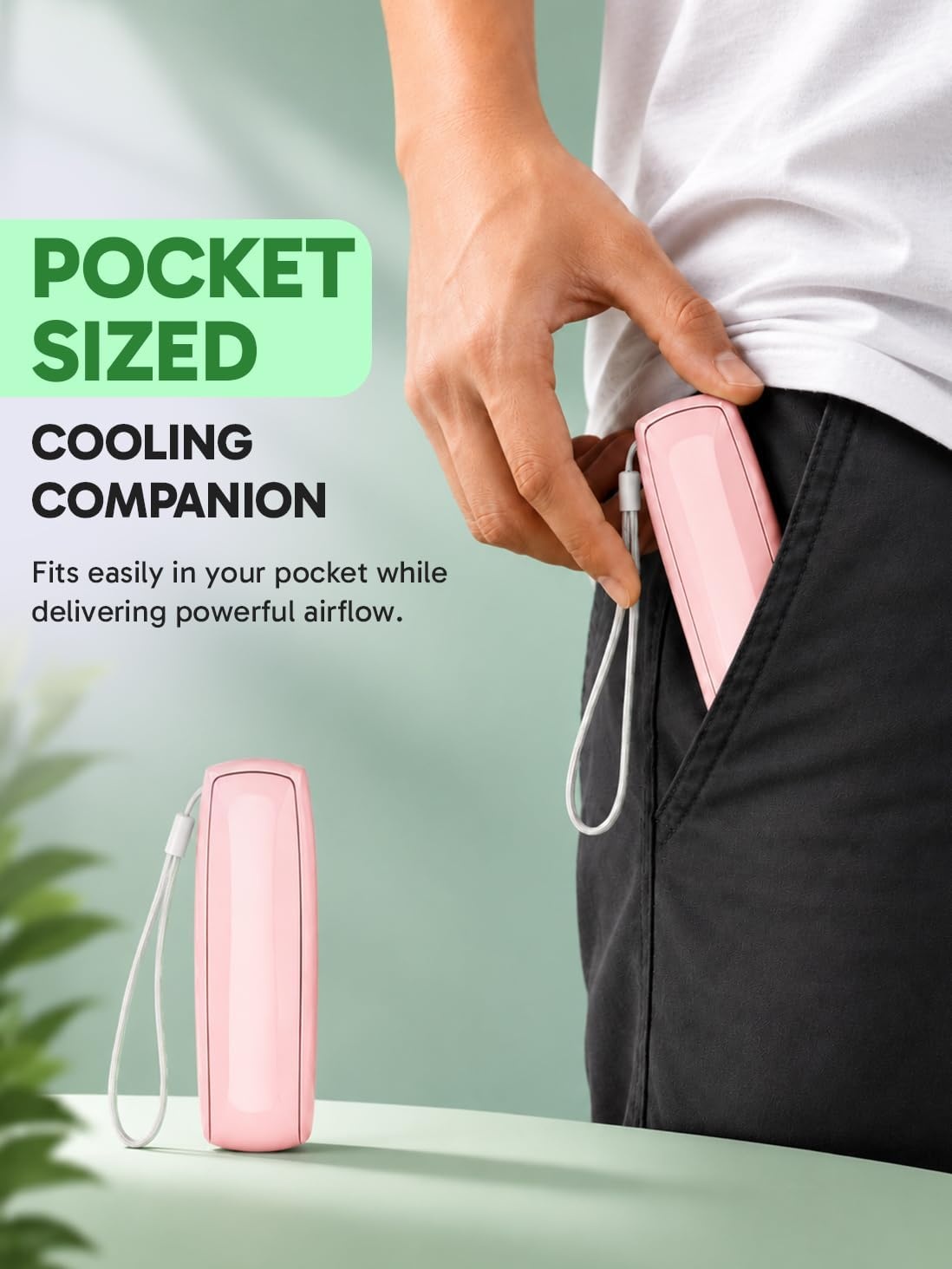 image:imageEcoNour Pocket Fan Pink Mini Handheld Personal Fan 3Speed Portable Cooling Fan for Travel Office amp OutdoorPink