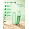 EcoNour Pocket Fan, Pink, Mini Handheld Personal Fan, 3-Speed Portable Cooling Fan for Travel, Office & Outdoor(Green)