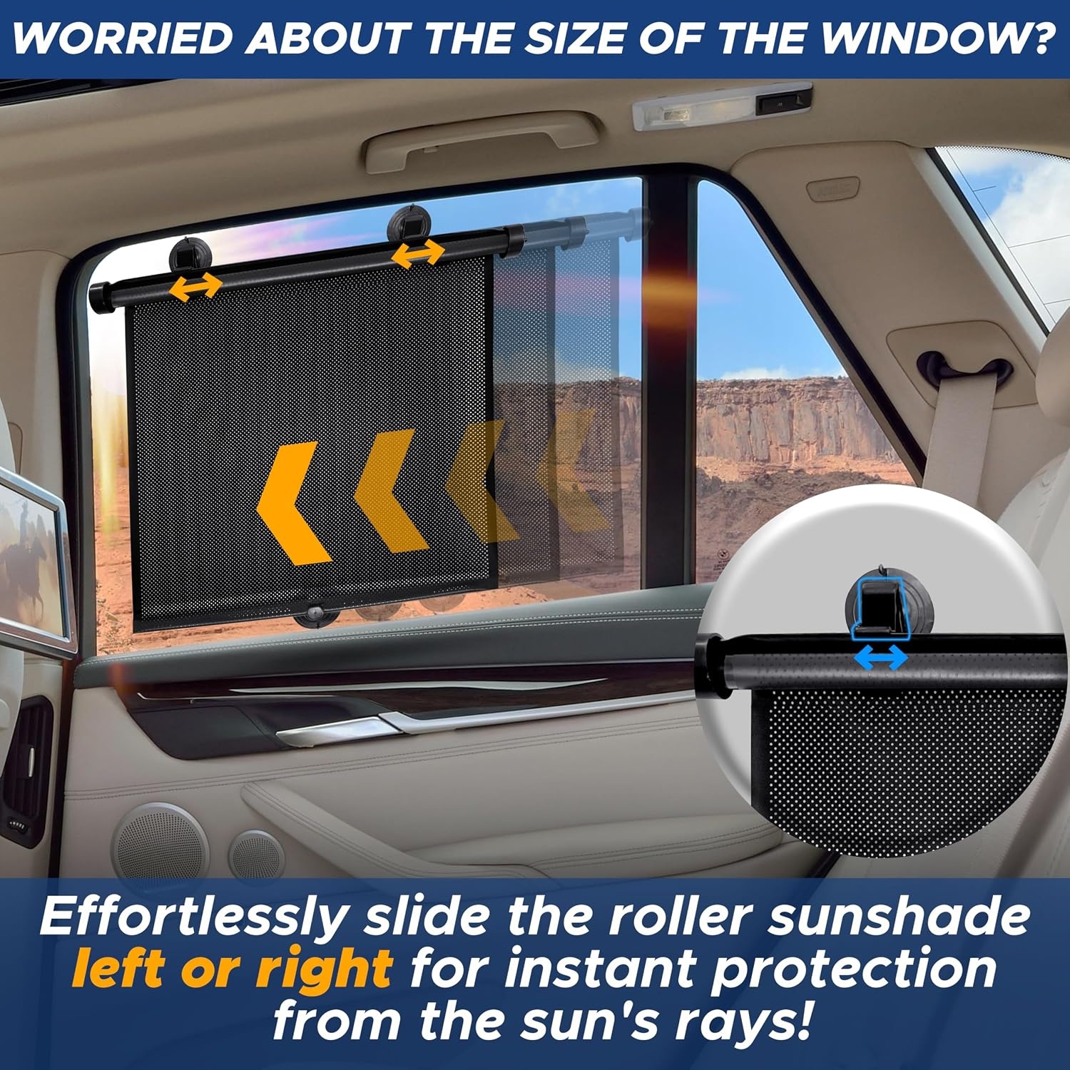 image:imageEcoNour Sunshade for Car Windshield with Mirror Cut EcoNour Car Side Window Sun Shade 2 Pack