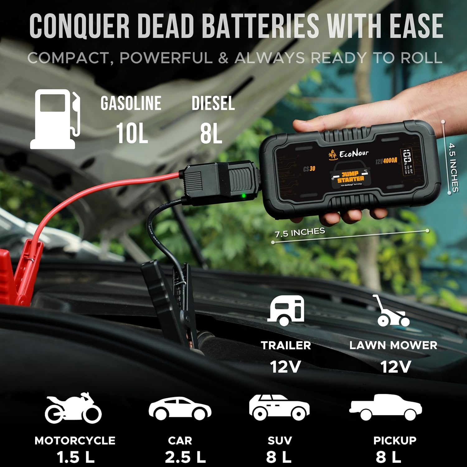 image:imageEcoNour Windshield Cover for Ice and Snow CS30 Car Battery Jump Starter