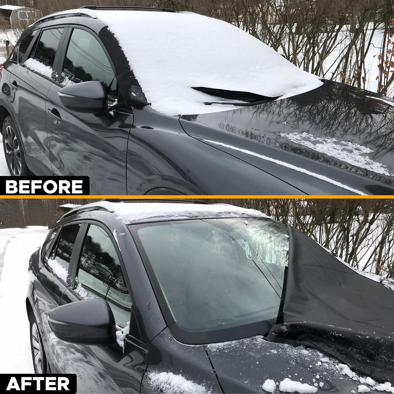 image:imageEcoNour Winter Car Care Bundle 27 Car Snow Brush amp Ice Scraper 2 Pack Windshield Cover for Ice and Snow Heavy Duty 600D Oxford Fabric Complete Winter Protection Kit for Cars SUVs amp Trucks