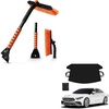 EcoNour 3-in-1 Snow Brush & Ice Scraper + Windshield Cover Combo | 360° Rotatable Aluminum Brush with Foam Grip & Heavy-Duty 600D Oxford Frost Cover | Winter Car Accessories for Cars, SUVs, Trucks