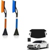 EcoNour Winter Car Care Bundle | 27″ Car Snow Brush & Ice Scraper (2 Pack) + Windshield Cover for Ice and Snow | Heavy Duty 600D Oxford Fabric | Complete Winter Protection Kit for Cars, SUVs & Trucks