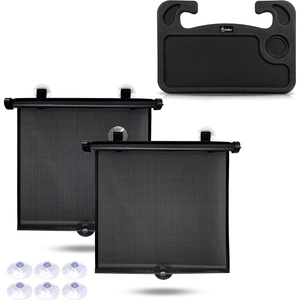 EcoNour 2 in 1 Car Steering Wheel Desk + EcoNour Car Window Shades for Baby (2 Pack) – Upgraded | Steering Wheel Tray for Laptop Car Mount with Pen Holder | Car Shades for Side Window