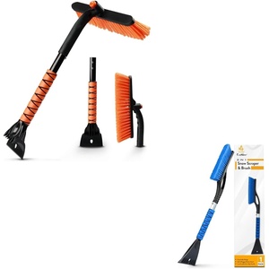 EcoNour 27″ Aluminum Snow Brush & Ice Scraper Combo | 3-in-1 Rotatable Brush with Weaved Bristles & Metal Body Scraper | Ergonomic Foam Grip Winter Car Accessories for Windshield & Window