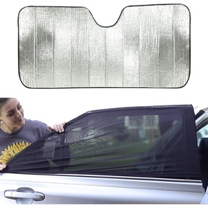 EcoNour Car Window Screens + Accordion Car Windshield Sunshade (Large 28×58 inches) | Offers Complete Sun Protection and Privacy Blackout