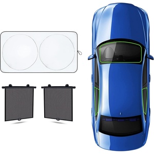 EcoNour Car Windshield Sun Shade + Side Window Sun Shade (2 Pack) | Retractable Roller Sunshade | Car Interior Accessories for Sun Heat & Privacy Blackout