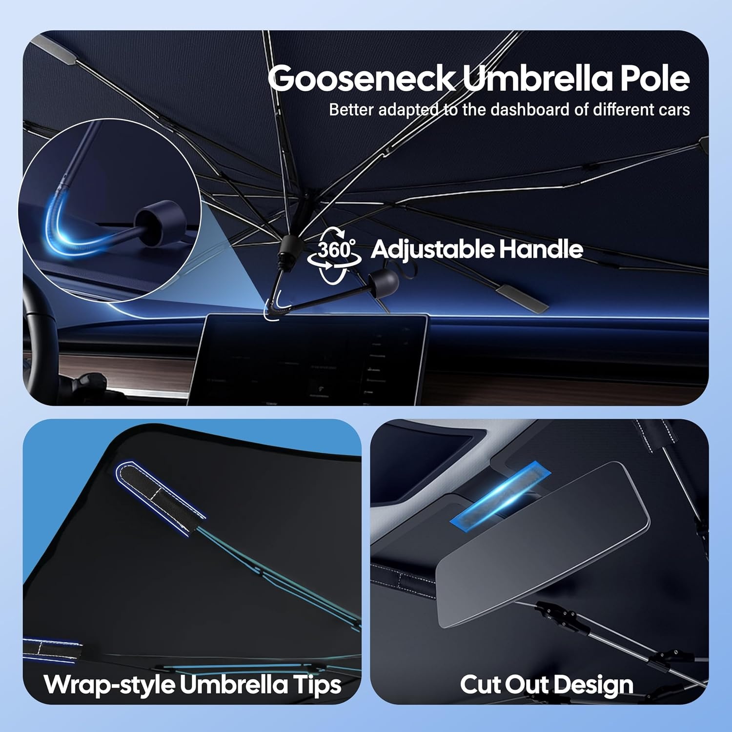 image:imageEcoNour Umbrella Windshield Sun Shade Compatible for Chevrolet Equinox 2025 2026 Foldable Front Window Sunshade Sun Visor Cover UV Blocker Heat Shield Car Accessories Interior Windshield Cover