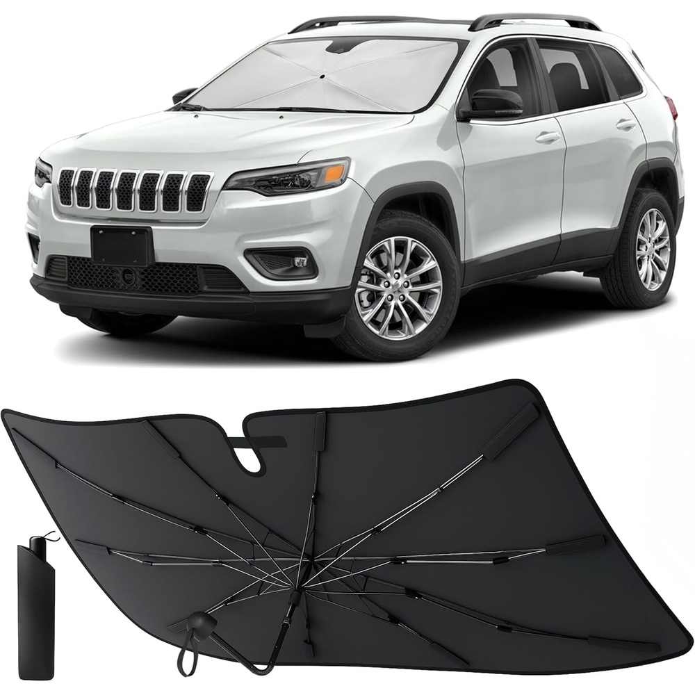 image:imageEcoNour Umbrella Foldable Windshield Sun Shade Fit for 20142021 2022 2023 Jeep Cherokee SUV Sunshade Front Car Window Shades Sun Visor UV Protection Heat Blocker Car Accessories