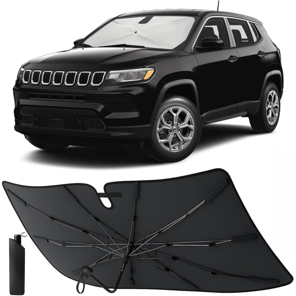 image:imageEcoNour Umbrella Foldable Windshield Sun Shade Fit for 20172022 2023 2024 Jeep Compass Sunshade Front Car Window Shades Sun Visor UV Protection Heat Blocker Car Accessories