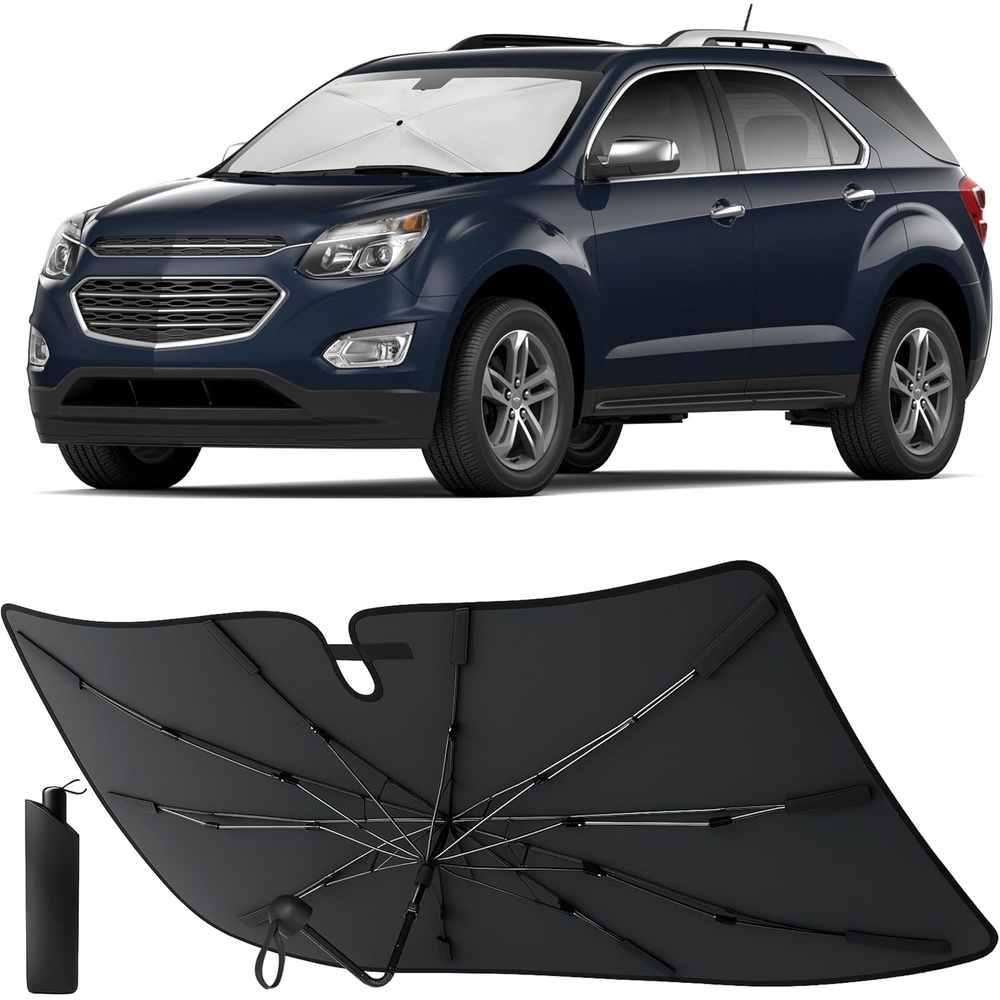 image:imageEcoNour Umbrella Windshield Sun Shade Compatible for Chevrolet Equinox 2010 2017 Foldable Front Window Sunshade Sun Visor Cover UV Blocker Heat Shield Car Accessories Interior Windshield Cover