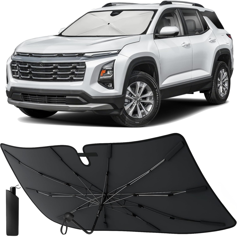 image:imageEcoNour Umbrella Windshield Sun Shade Compatible for Chevrolet Equinox 2025 2026  Foldable Front Window Sunshade Sun Visor Cover  UV Blocker Heat Shield Car Accessories  Interior Windshield Cover