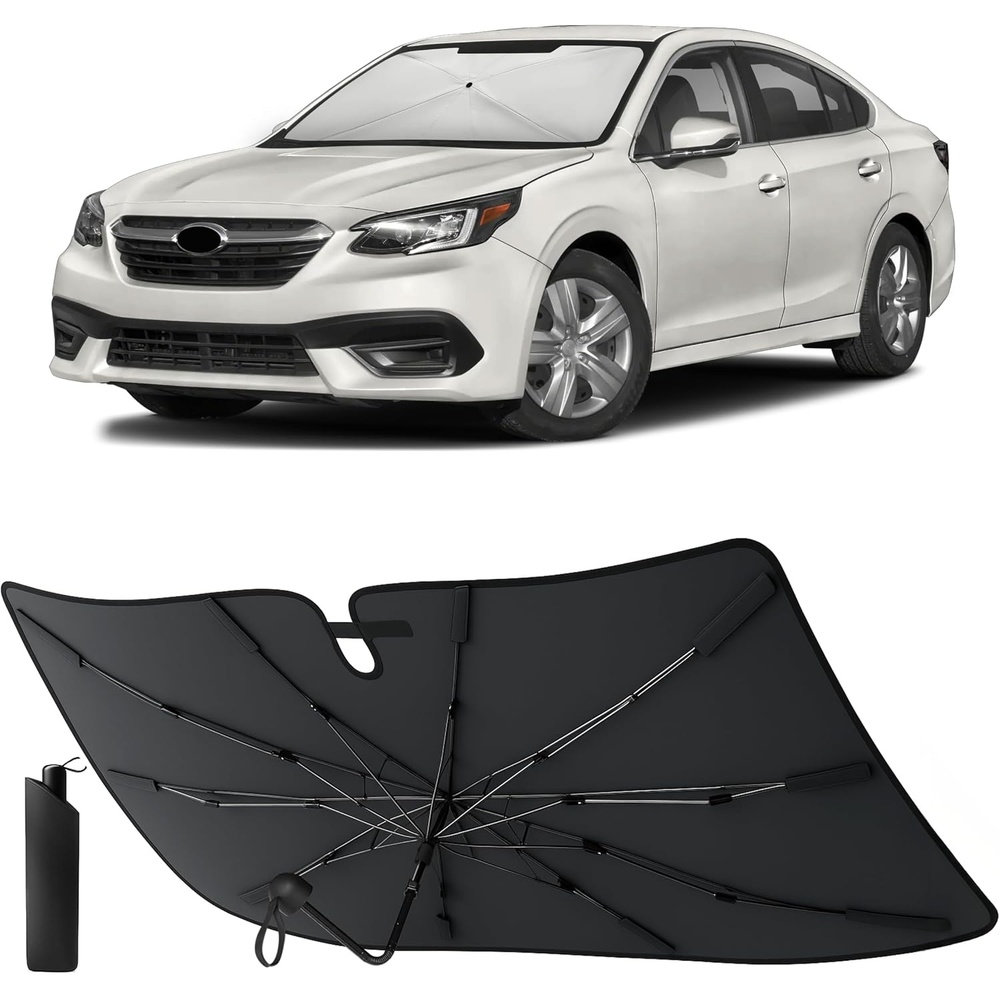 image:imageEcoNour Umbrella Windshield Sun Shade Compatible for Subaru Legacy 2020 2025 Foldable Front Window Sunshade Sun Visor Cover UV Blocker Heat Shield Car Accessories Interior Windshield Cover