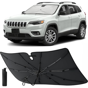 EcoNour Umbrella Foldable Windshield Sun Shade Fit for 2014-2021 2022 2023 Jeep Cherokee SUV Sunshade, Front Car Window Shades Sun Visor, UV Protection, Heat Blocker, Car Accessories